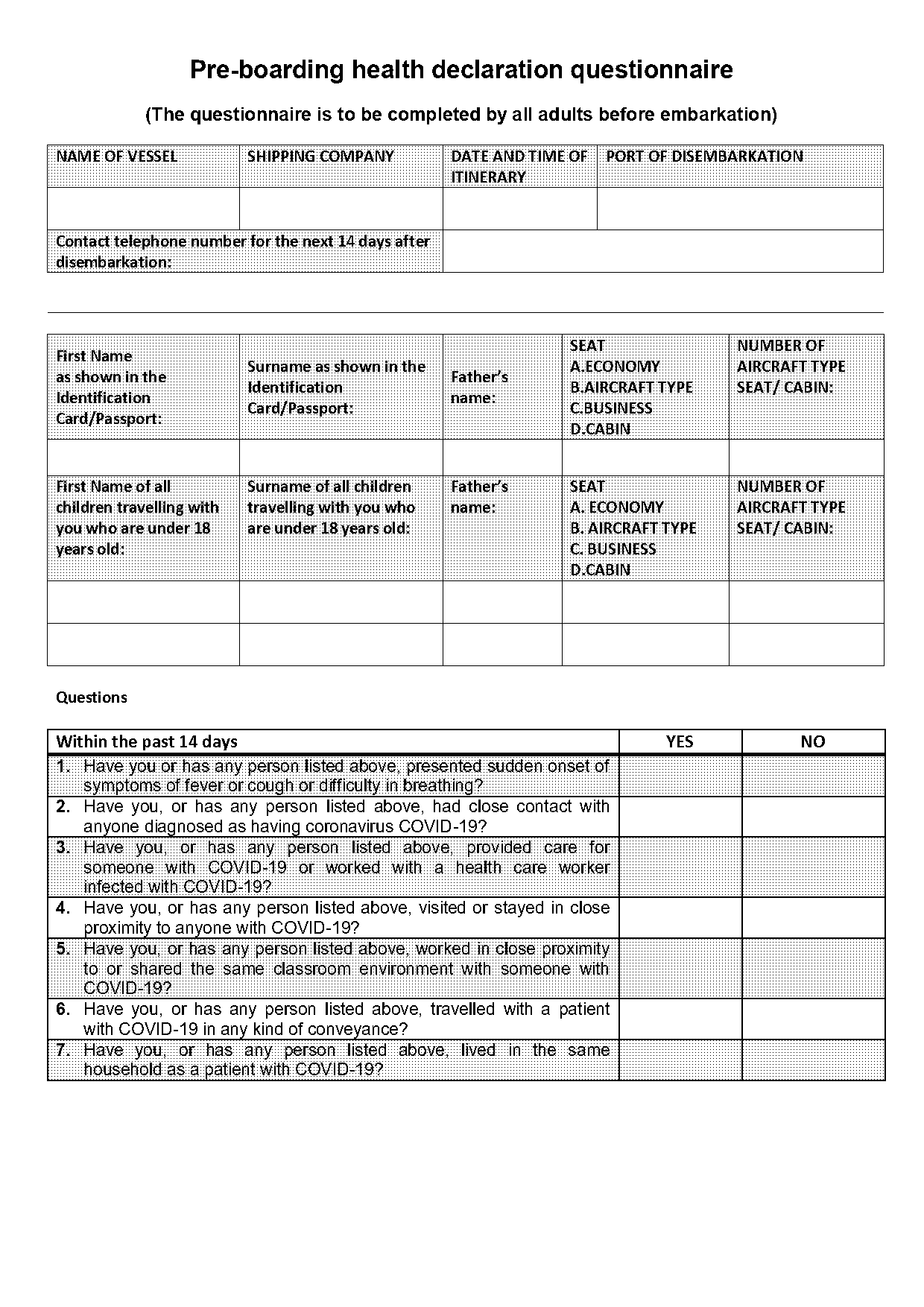 health declaration form us covid