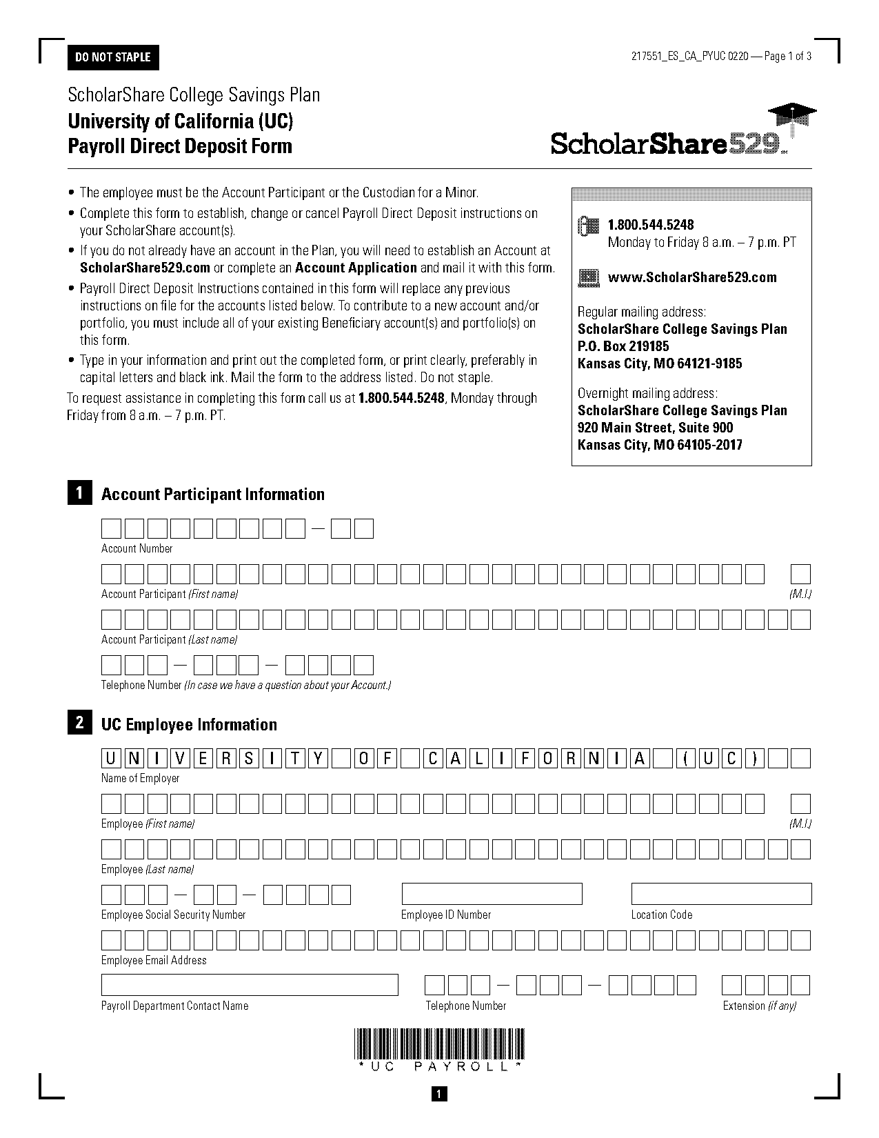 direct deposit form state of california